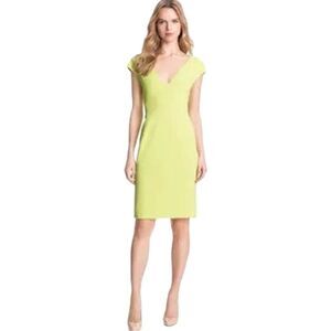 NWT Rachel Roy‎ Neon Lime Green Cap Sleeve Vneck Sheath Dress